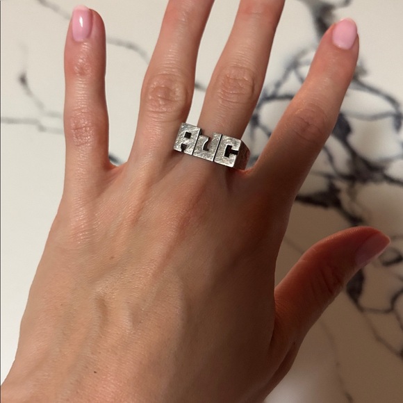 Silver Initial Ring AJC